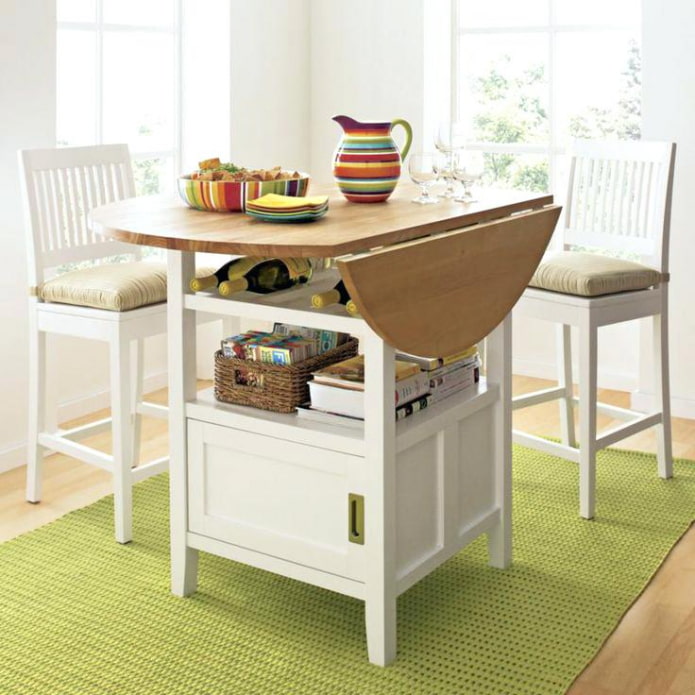 round folding table in the interior