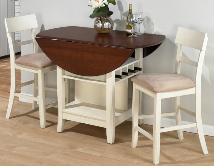 round folding table in the interior
