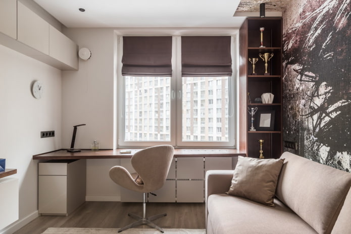 window sill turning into a desk in the interior