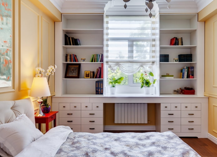 window sill turning into a desk in the interior