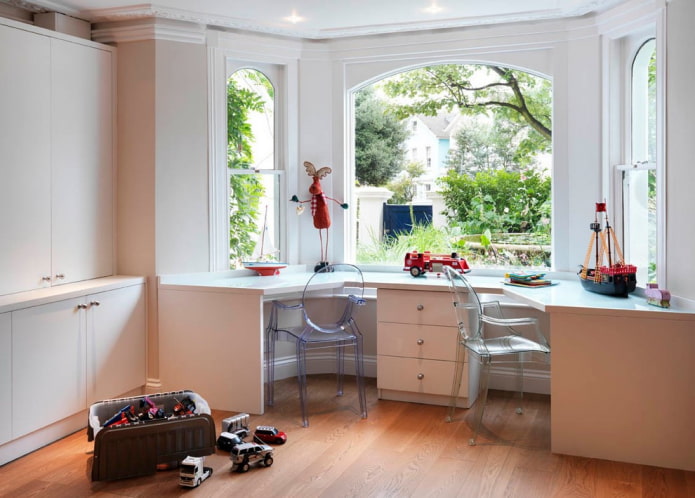 window sill turning into a plastic table in the interior