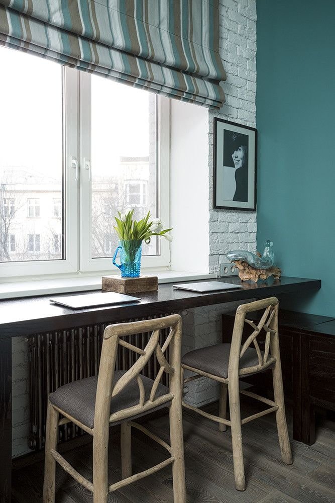 window sill flowing into a table in a loft style