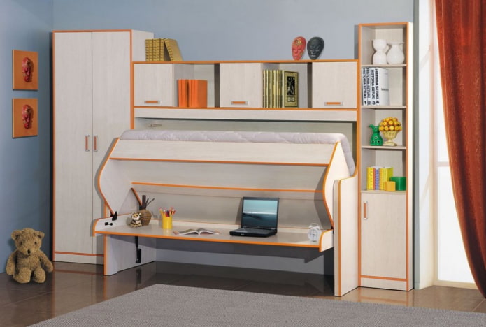 children's table combined with a children's bed