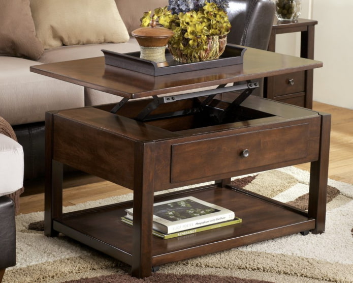 coffee table made of natural wood
