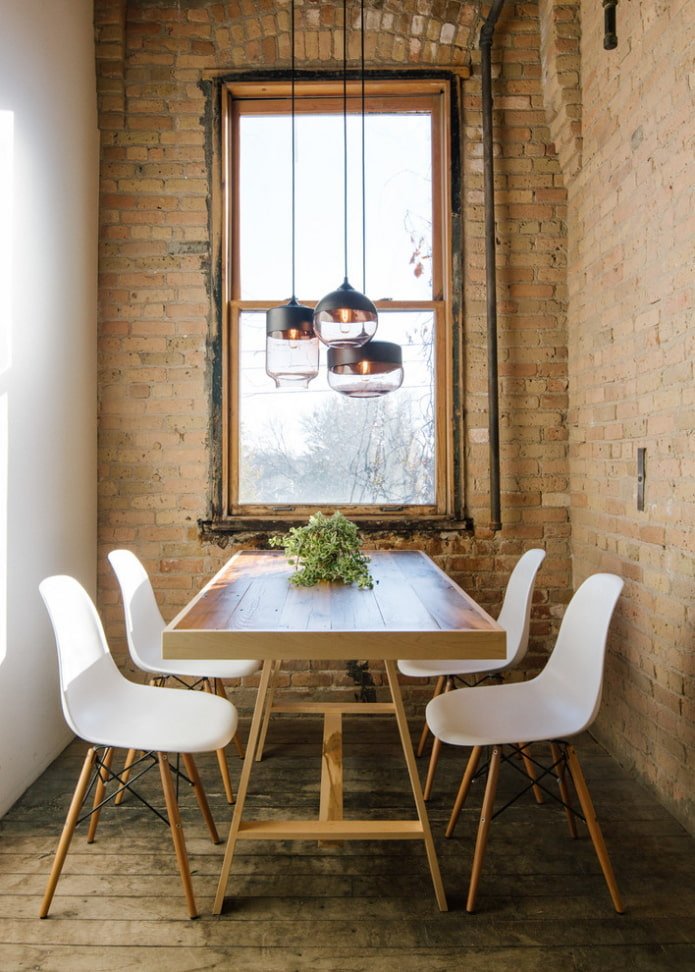 dining table in a loft style interior