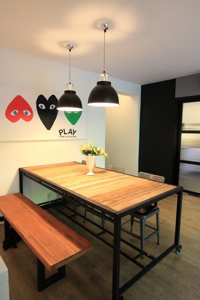 dining table in a loft style interior