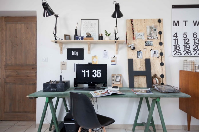 computer desk in a loft style interior