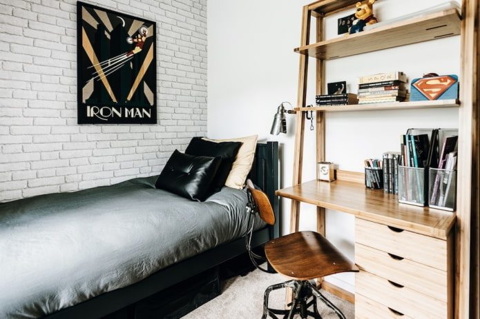 writing desk in a loft style interior