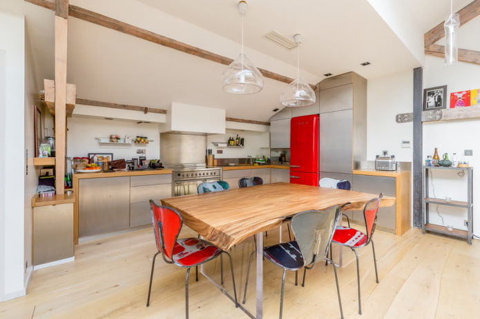 slab table in the loft style interior