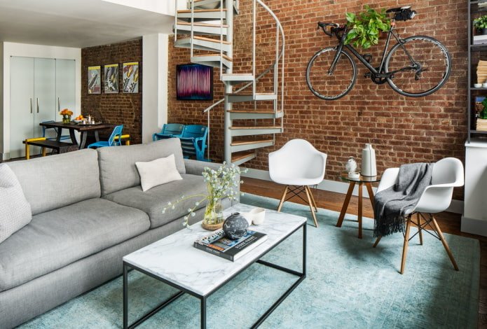 rectangular table in the interior in the loft style