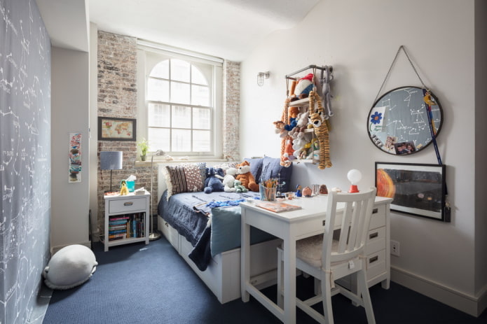 table in a loft-style children's room