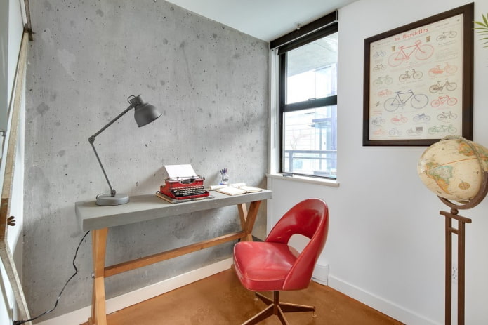 writing desk in a loft style interior