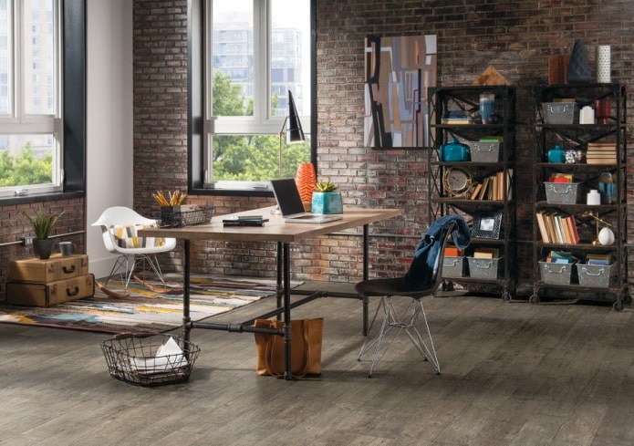 table made of pipes in a loft-style interior