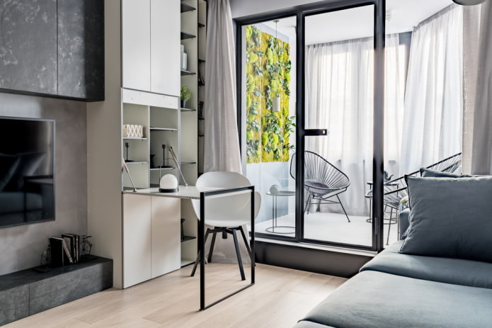 folding table in the interior in the loft style