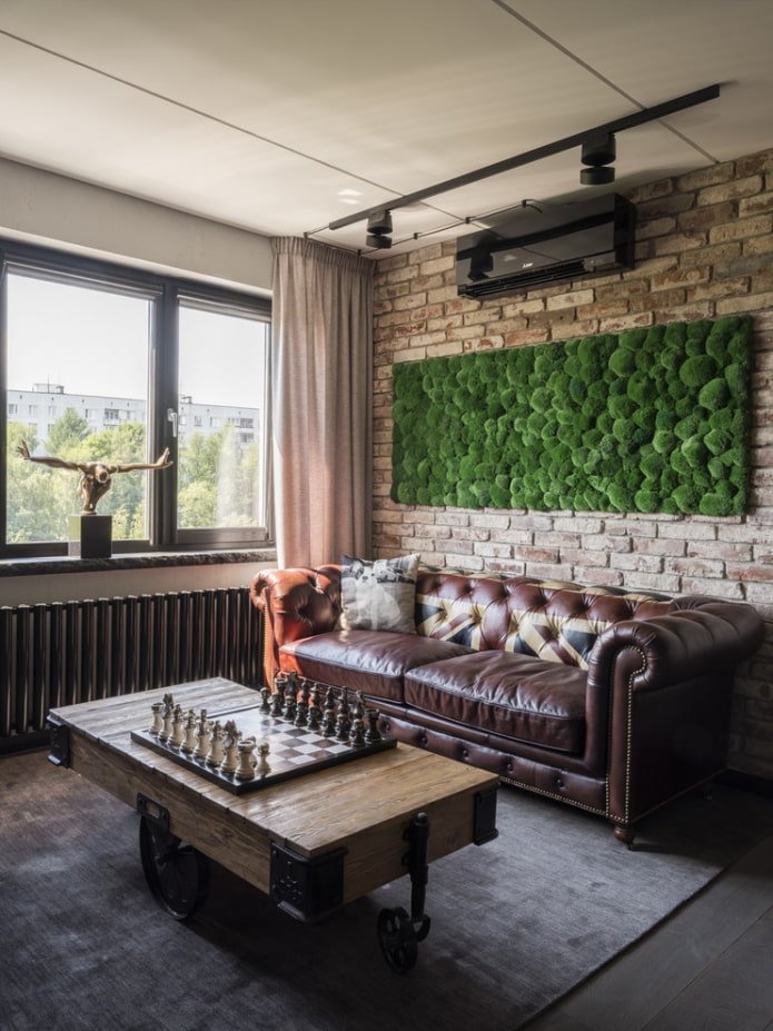 brown table in a loft style interior