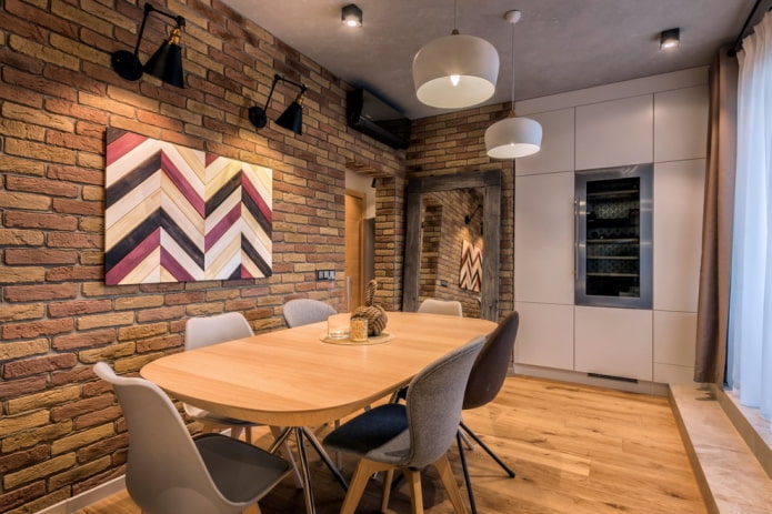 oval table in loft style interior