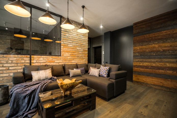 wenge table in the interior in the style loft