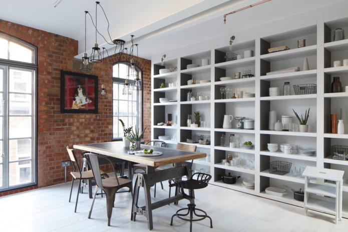 dining table in a loft style interior