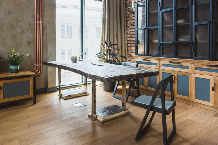 table in the interior in the loft style