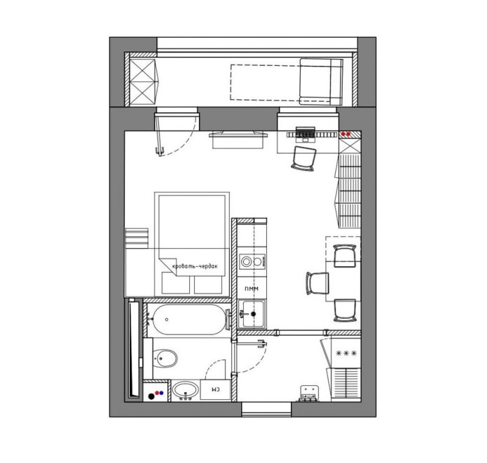 Diagram with furniture