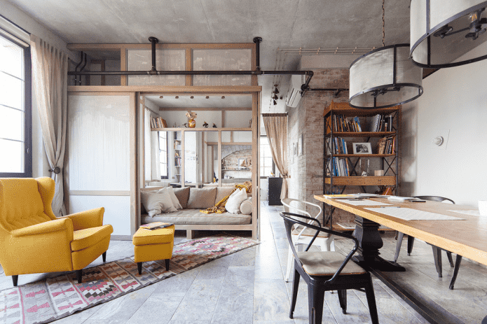furniture in the studio in industrial style