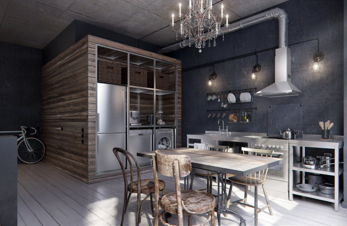 furniture in the studio in industrial style
