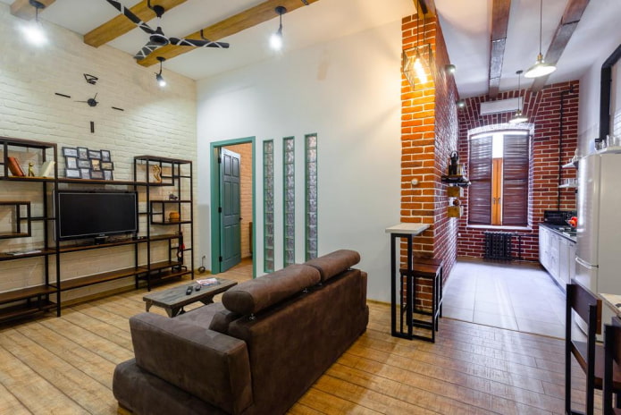 design of a small studio in an industrial style