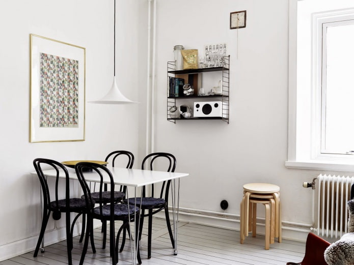 black chair in the kitchen interior