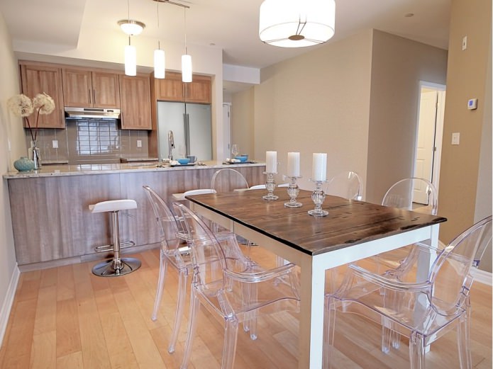 Transparent chairs in the interior