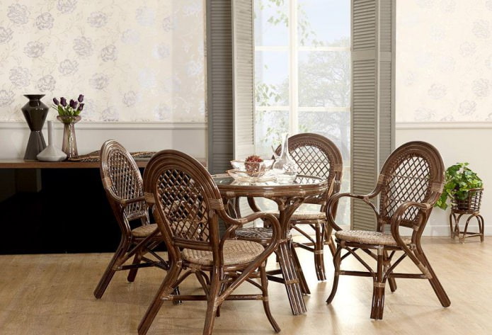 Wicker chairs in the interior