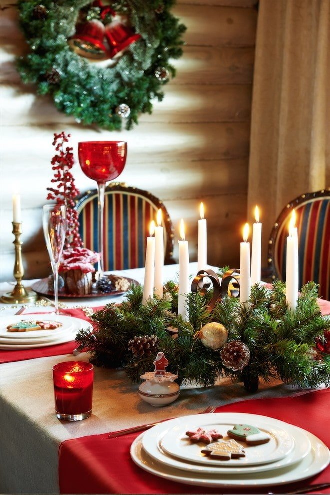Candles in a New Year's composition