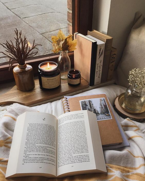 On the windowsill with books