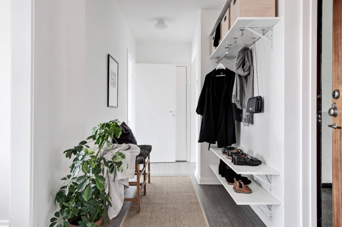 white hallway in scandi style