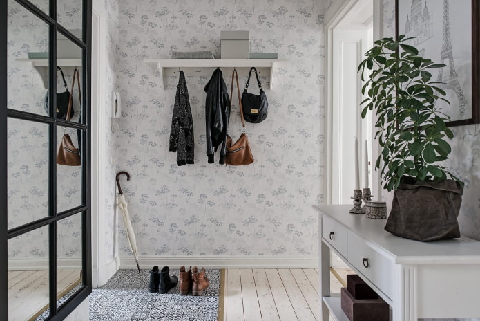 square hallway in light colors