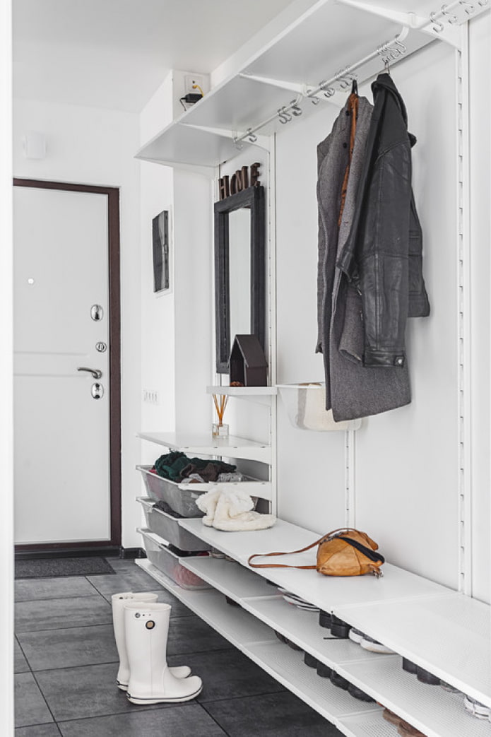 shelves in the hallway