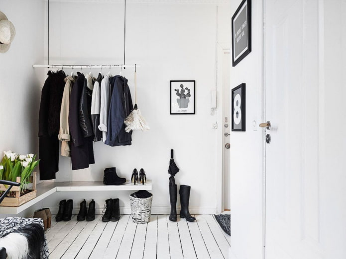black and white Scandinavian hallway