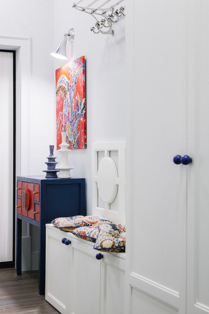 bright accents in a white interior