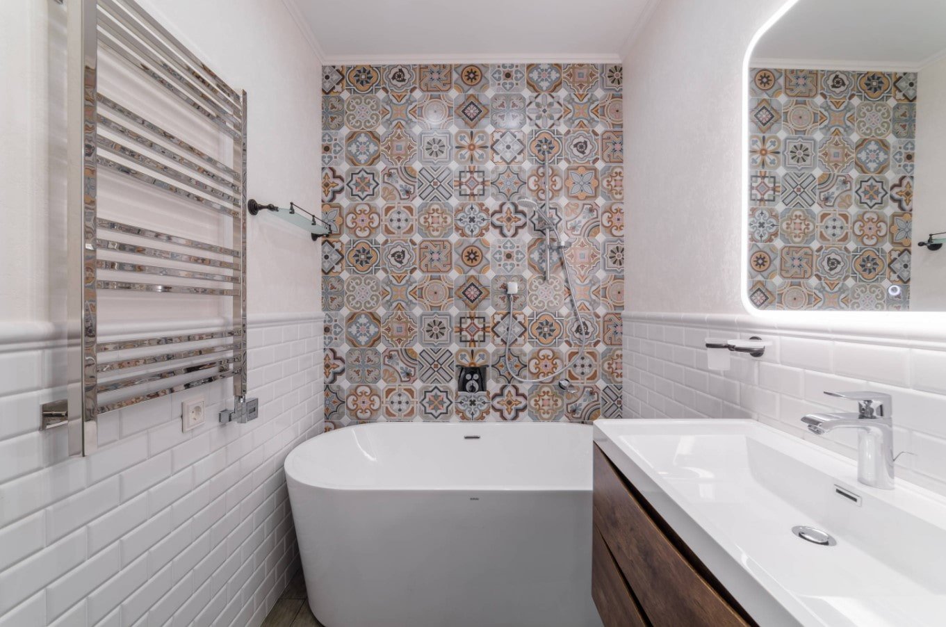 white bathroom with a panel
