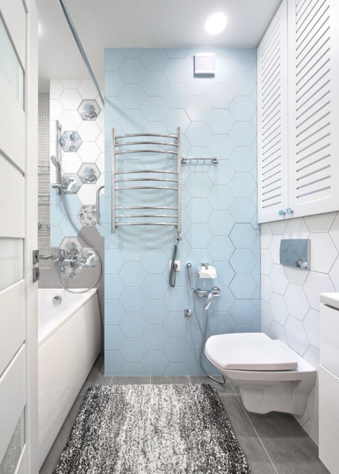 white and blue bathroom
