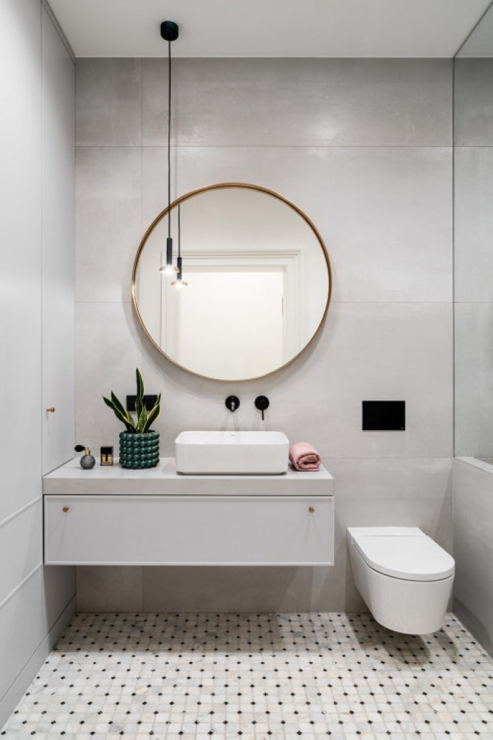 gray tiles on the walls