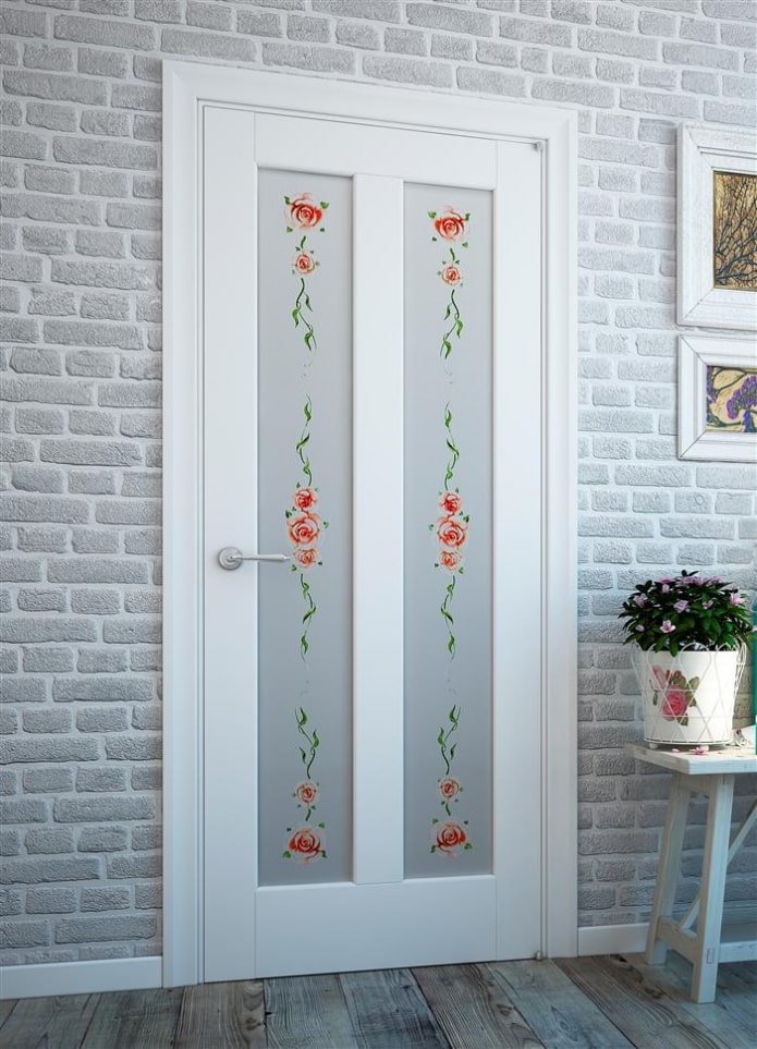 light-colored doors with designs in the interior