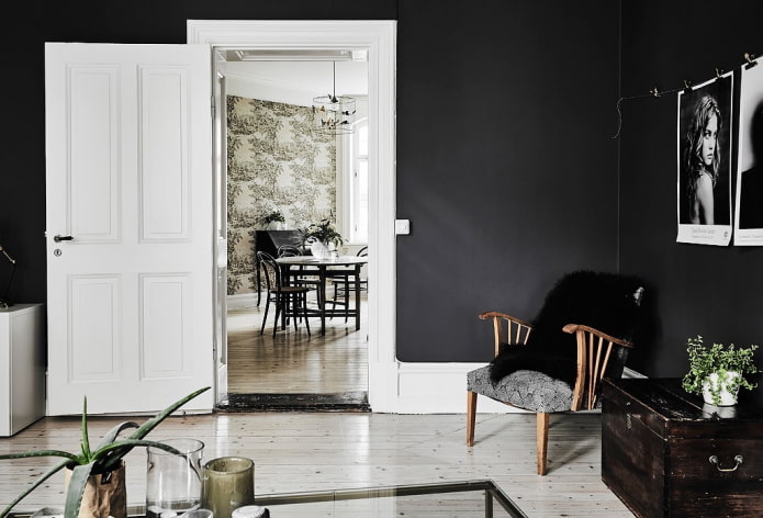 light-colored doors in combination with dark walls