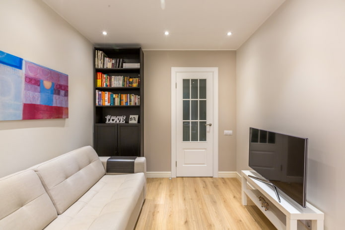 White doors and brown floor