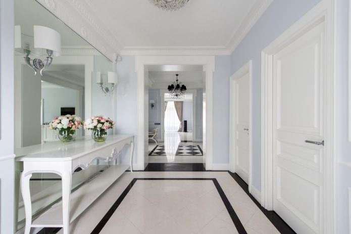 white interior doors in the hallway