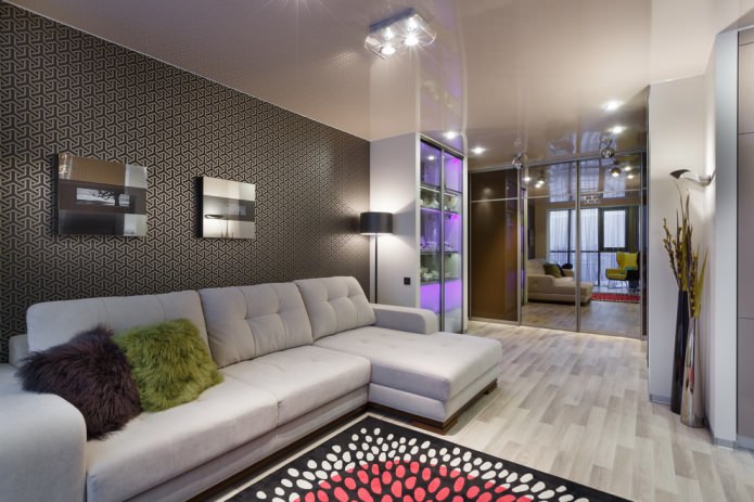 light floor and dark walls in the living room
