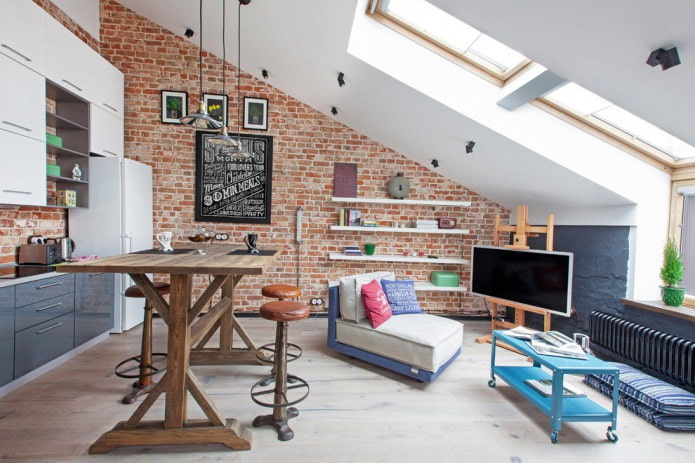 light flooring in a loft-style interior