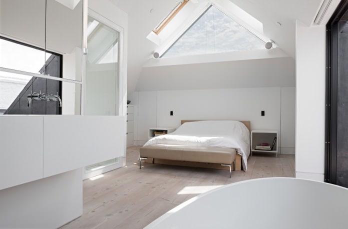light floor in the bedroom interior