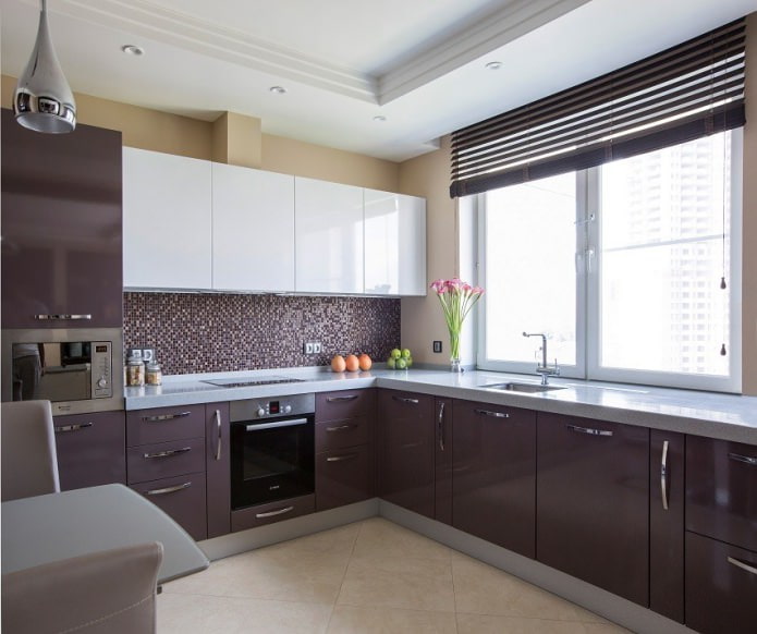 beige floor in the kitchen