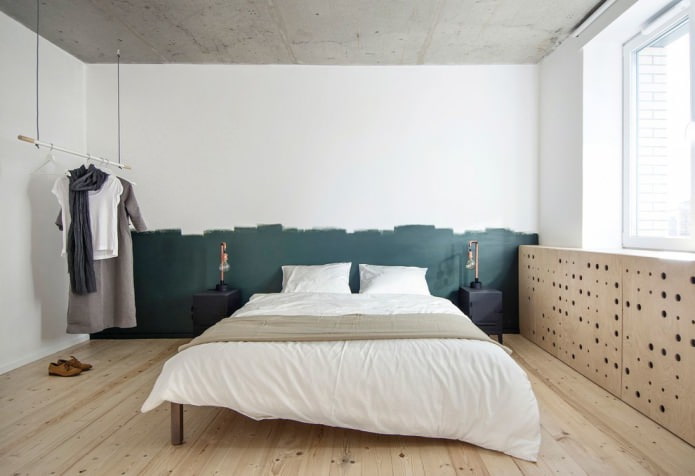 light floor in the bedroom interior