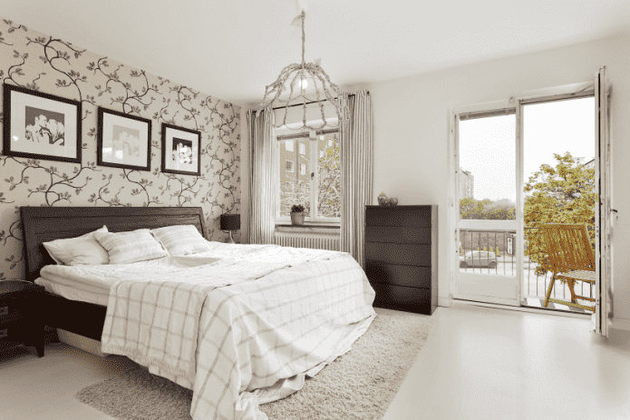 Dark furniture and white floor